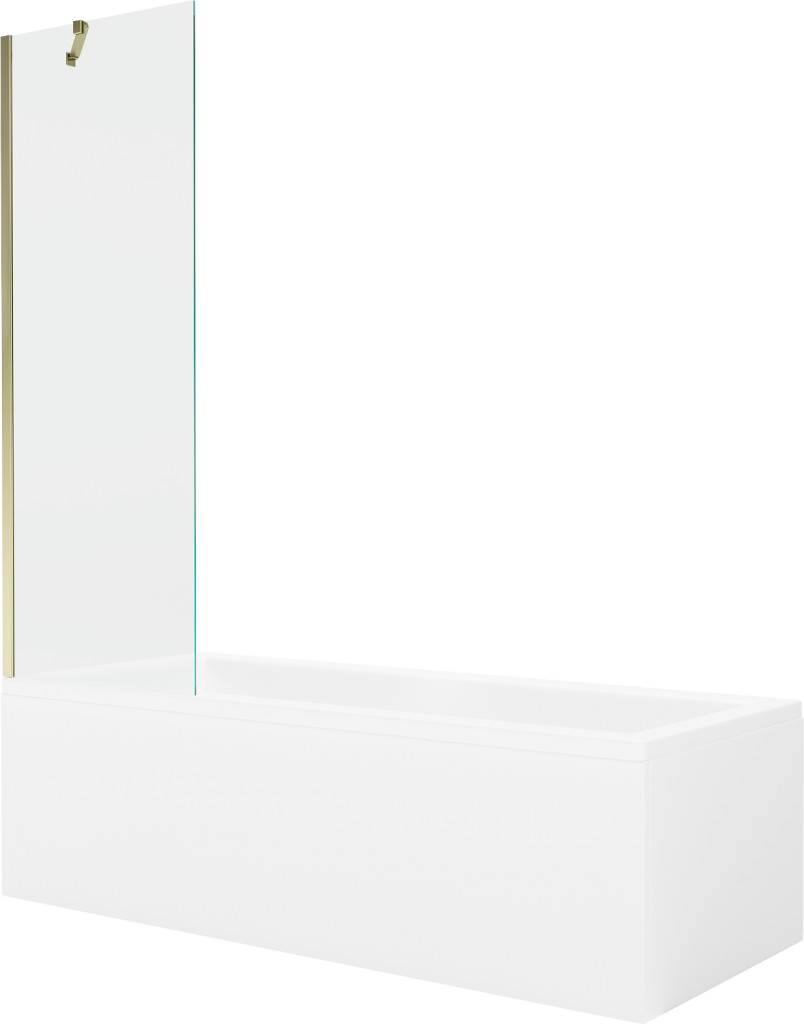 MEXEN/S Cubik obdélníková vana 170 x 70 cm s panelem + vanová zástěna 60, transparent, zlatá 550317070X9506000050