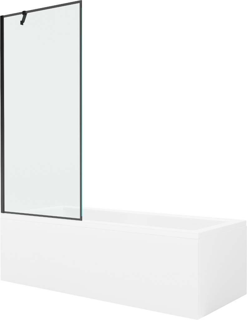 MEXEN/S Cubik obdélníková vana 170 x 70 cm s panelem + vanová zástěna 80, černá vzor 550317070X9508007070