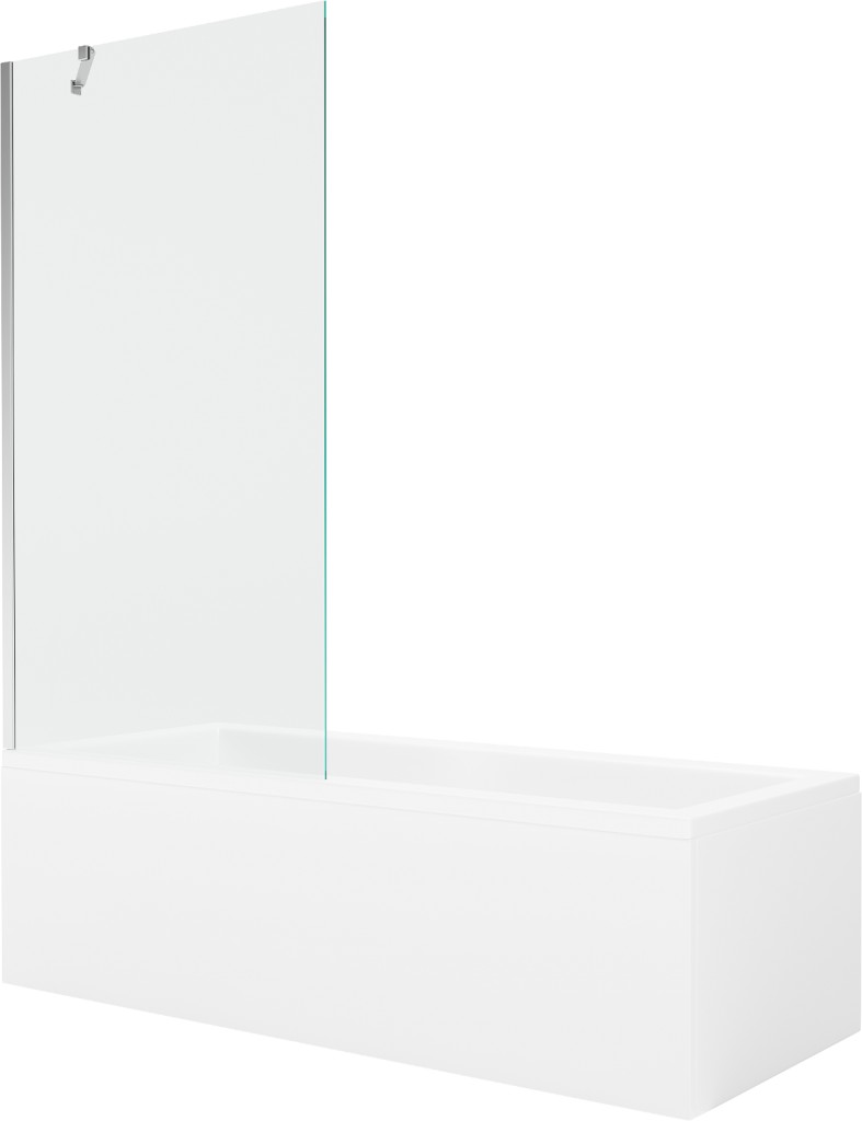 MEXEN/S Cubik obdélníková vana 170 x 70 cm s panelem + vanová zástěna 90, transparent, chrom 550317070X9509000001