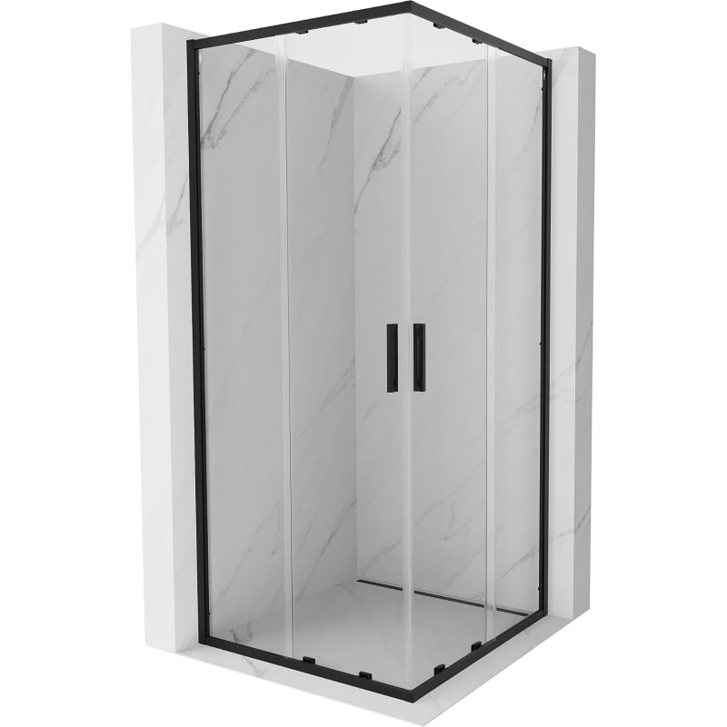 MEXEN/S Exo čtvercový posuvný sprchový kout 90 x 90, transparent, černá 8111-090-090-70-00