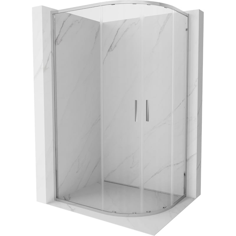 MEXEN/S Exo čtvrtkruhový asymetrický posuvný sprchový kout 100 x 80, transparent, chrom 8132-100-080-01-00