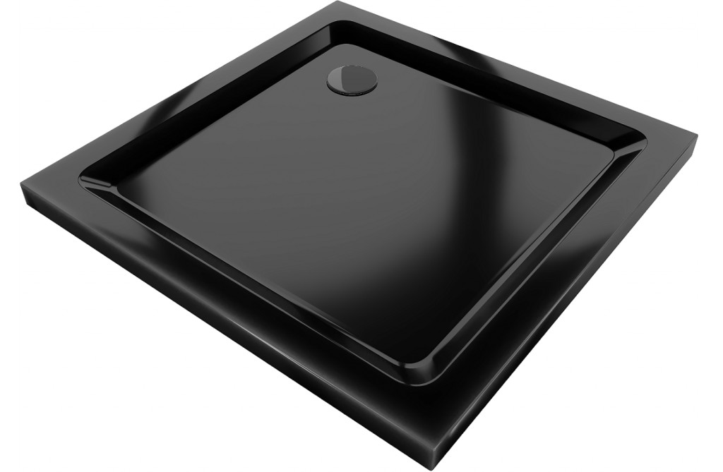 MEXEN/S Flat sprchová vanička čtvercová slim 70 x 70, černá + černý sifon 40707070B