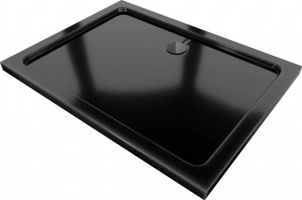 MEXEN/S Flat Sprchová vanička obdélníková slim 110 x 100, černá + černý sifon 40701011B