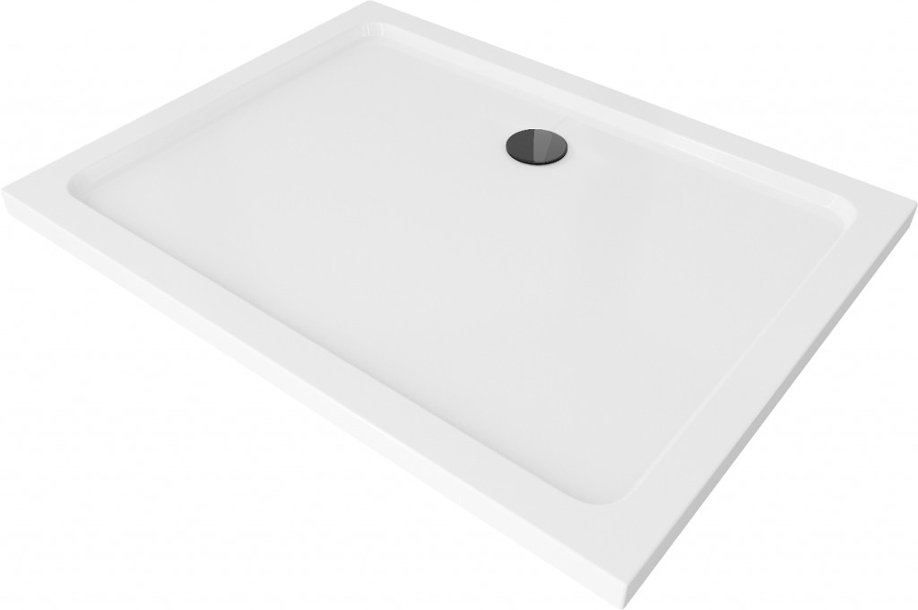 MEXEN/S Flat sprchová vanička obdélníková slim 120 x 100, bílá + černý sifon 40101012B