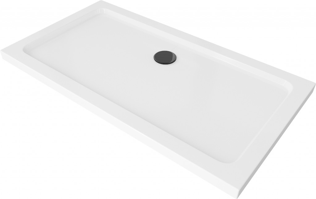 MEXEN/S Flat sprchová vanička obdélníková slim 140 x 70, bílá + černý sifon 40107014B