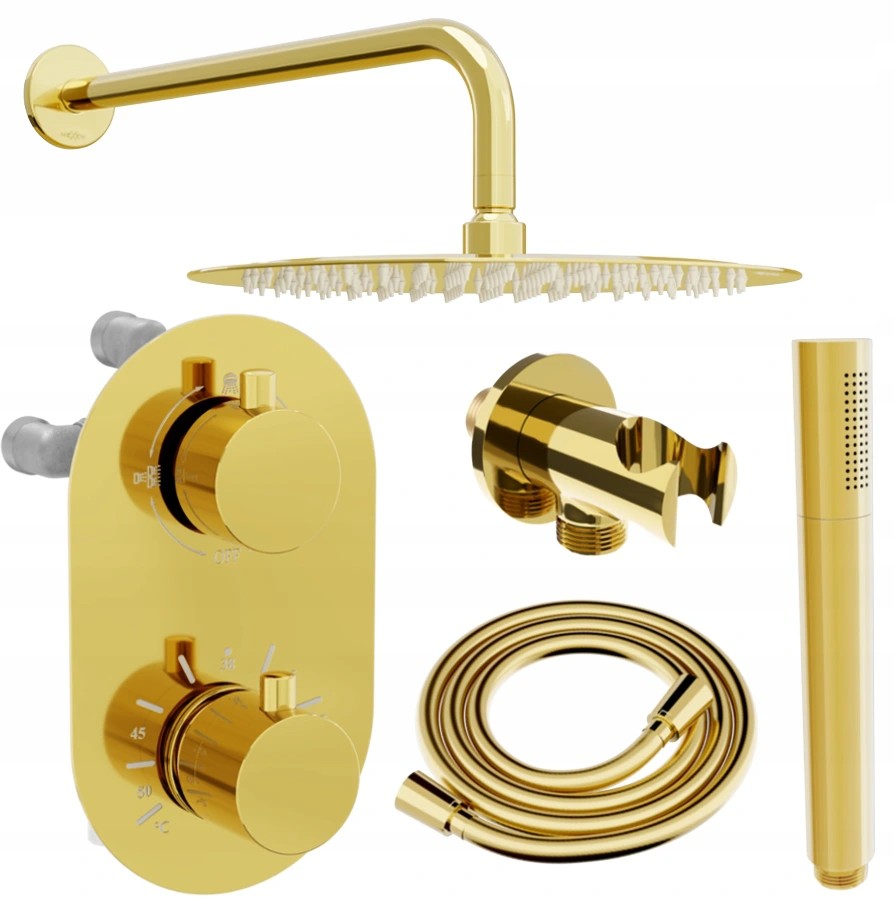 MEXEN/S Kai DR70 podomítkový sprchový SET + slim sprcha 25, zlatý 77602DR7025-50