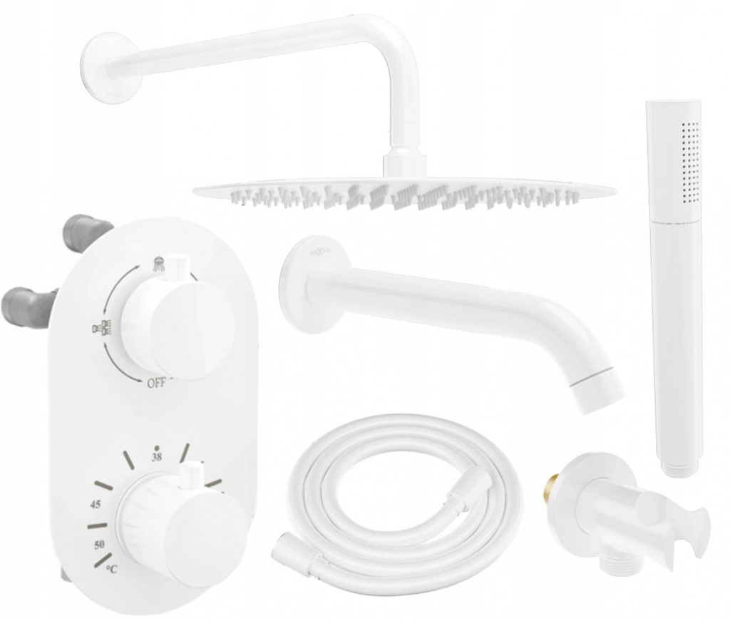 MEXEN/S Kai DR70 podomítkový vanový SET s výtokovou hubicí + slim sprcha 25, bílá 77602DR70251-20