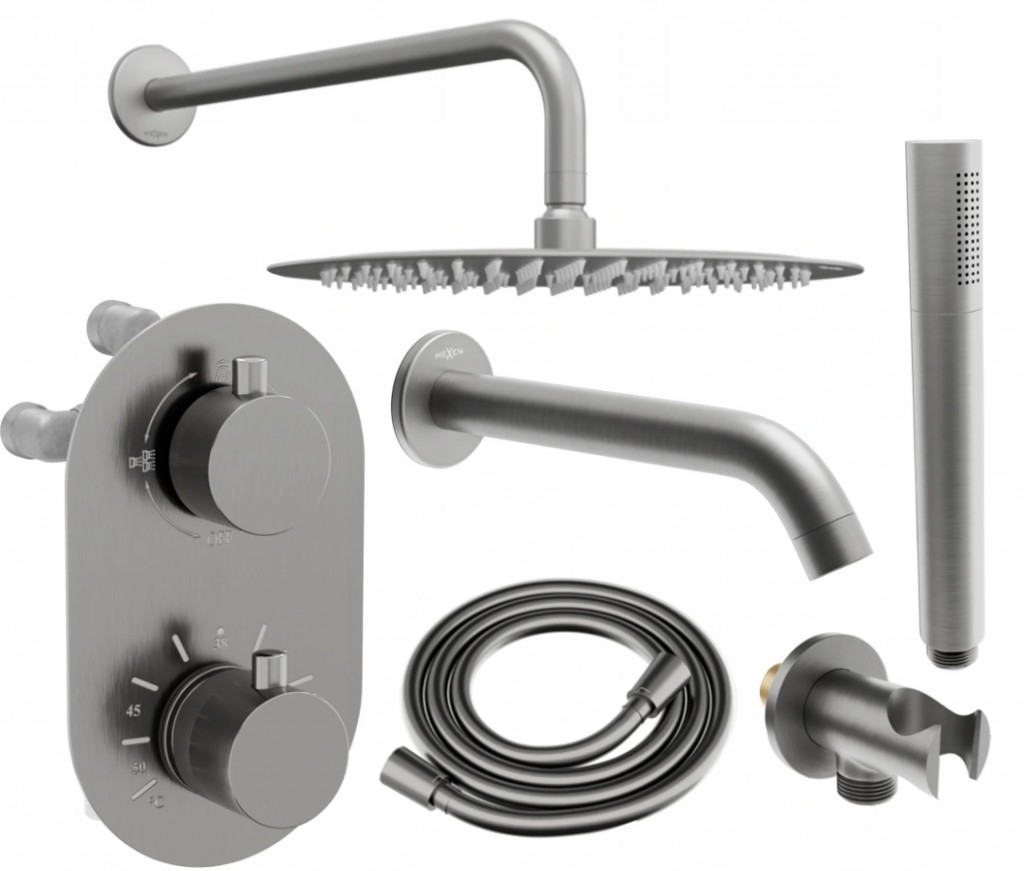 MEXEN/S Kai DR70 podomítkový vanový SET s výtokovou hubicí + slim sprcha 30, grafit 77602DR70301-66