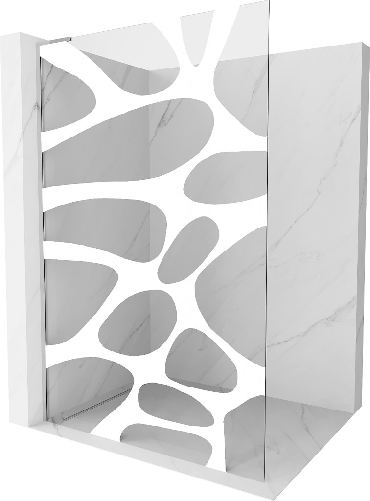 MEXEN/S Kioto L Sprchová zástěna WALK-IN 70 x 200, bílý vzor, chrom 800-070-103-01-97