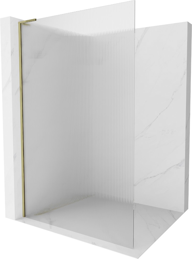 MEXEN/S Kioto L Sprchová zástěna WALK-IN 70 x 200, proužky, zlatá 800-070-103-50-09