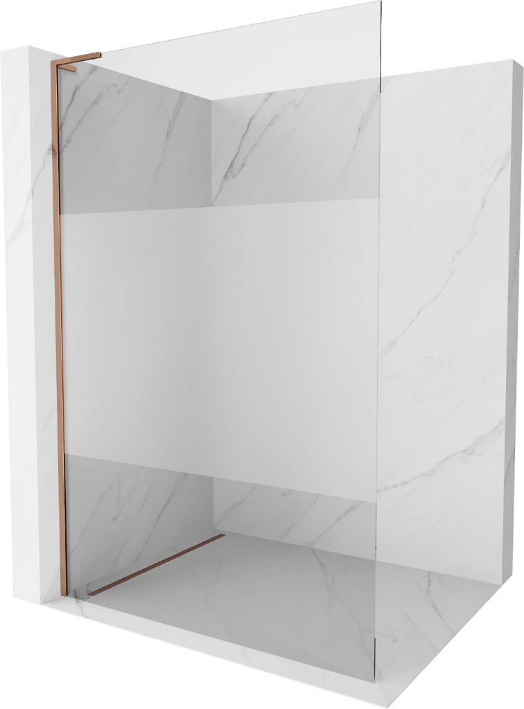 MEXEN/S Kioto L Sprchová zástěna WALK-IN 70 x 200, transparent/dekor, růžové zlato 800-070-103-60-35