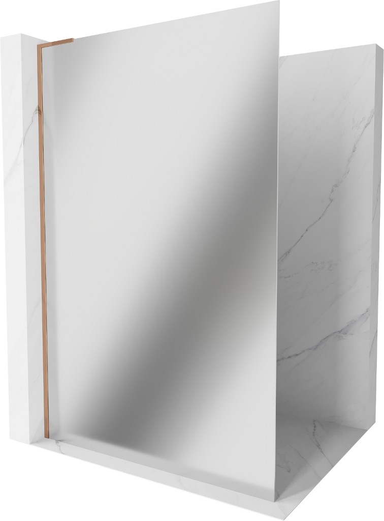 MEXEN/S Kioto L Sprchová zástěna WALK-IN 70 x 200, zrcadlové, růžové zlato 800-070-103-60-50
