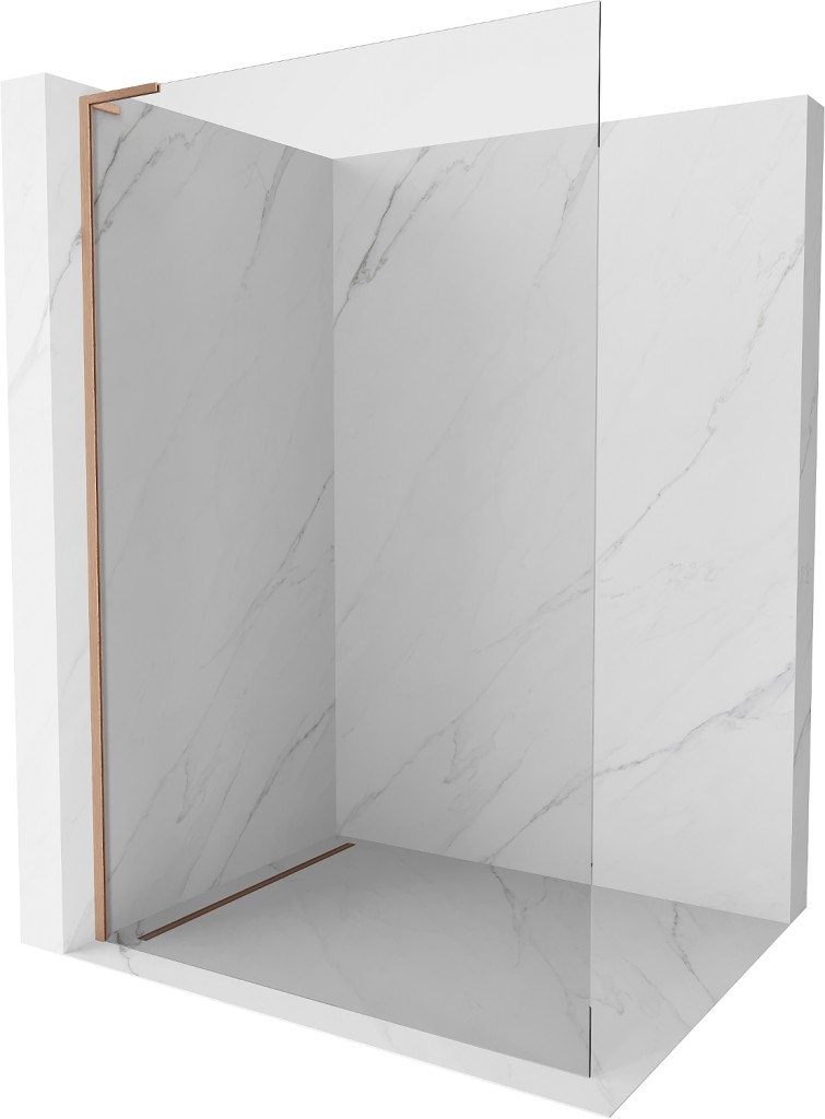 MEXEN/S Kioto L Sprchová zástěna WALK-IN 75 x 200, transparent, měď kartáčovaná 800-075-103-65-00