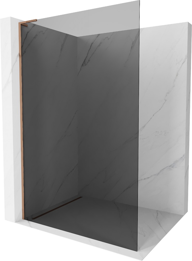 MEXEN/S Kioto L Sprchová zástěna WALK-IN 90 x 200, grafit, růžové zlato 800-090-103-60-40
