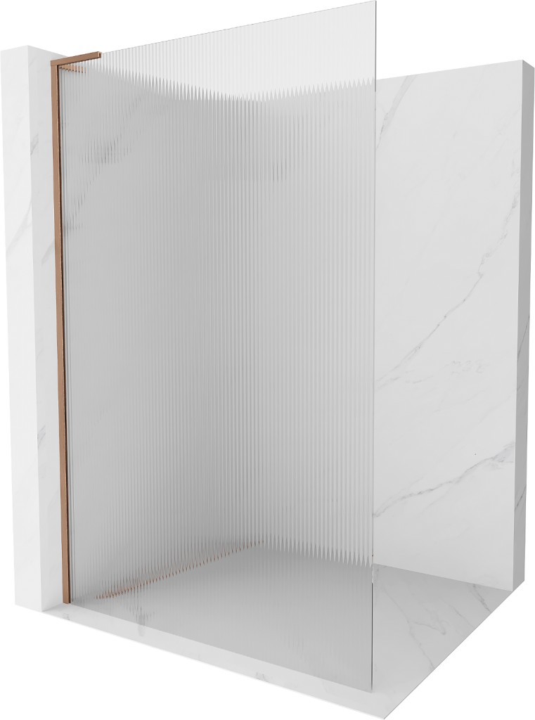 MEXEN/S Kioto L Sprchová zástěna WALK-IN 90 x 200, proužky, měď kartáčovaná 800-090-103-65-09