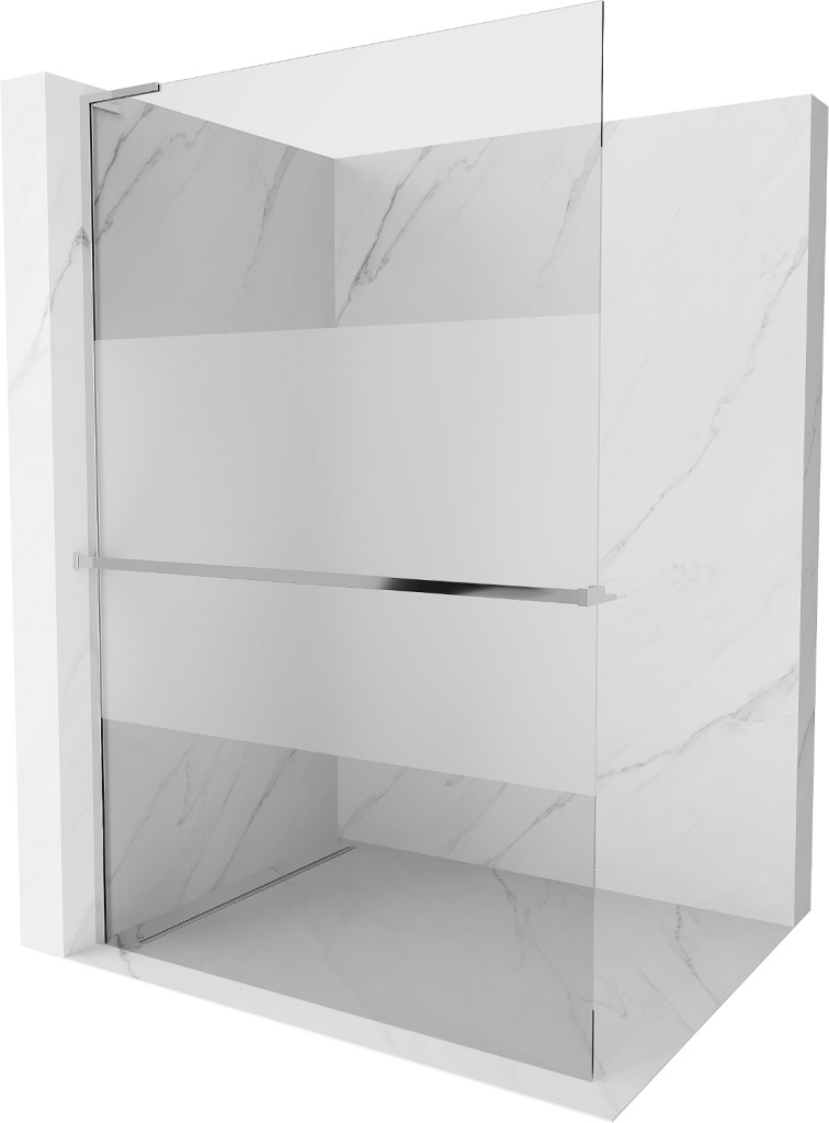 MEXEN/S Kioto+ L Sprchová zástěna WALK-IN s poličkou a držákem ručníků 110 x 200, transparent/dekor, chrom 800-110-123-01-35