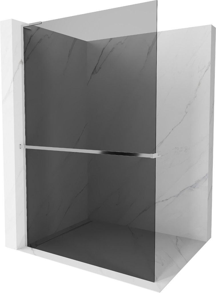 MEXEN/S Kioto+ L Sprchová zástěna WALK-IN s poličkou a držákem ručníků 120 x 200, grafit, chrom 800-120-123-01-40