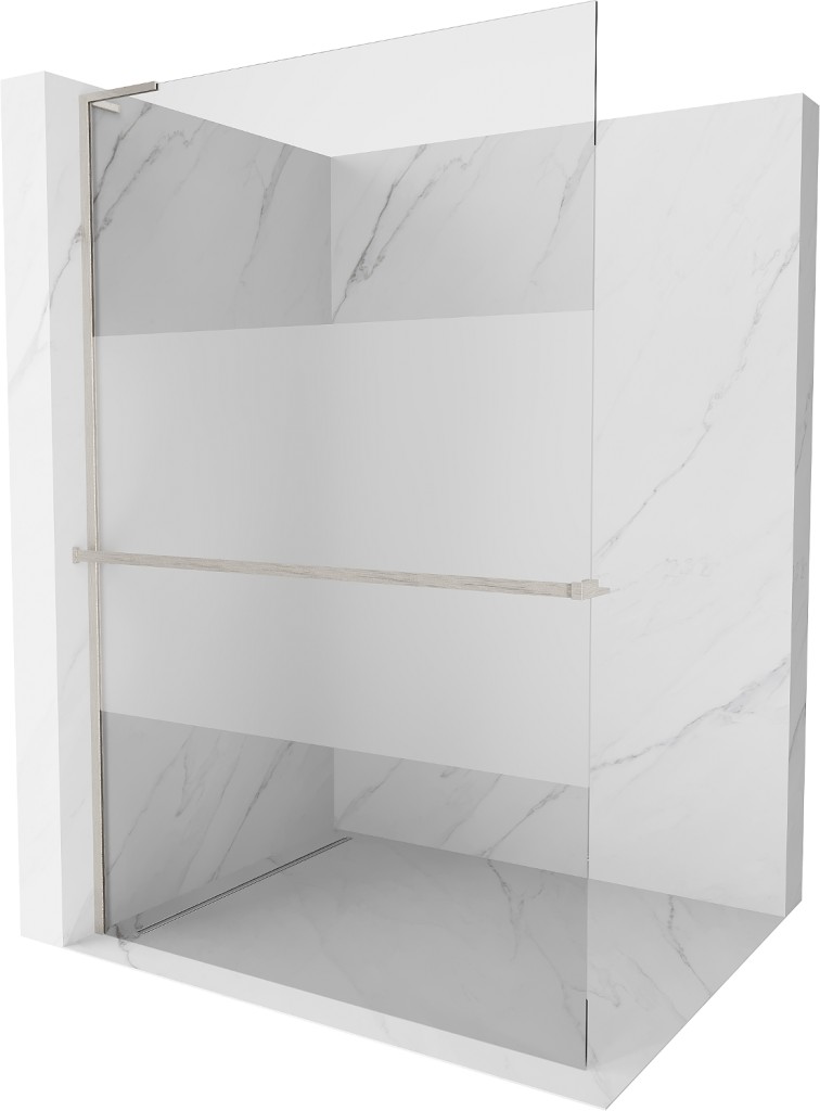 MEXEN/S Kioto+ L Sprchová zástěna WALK-IN s poličkou a držákem ručníků 120 x 200, transparent/dekor, nikl kartáčovaná 800-120-123-97-35