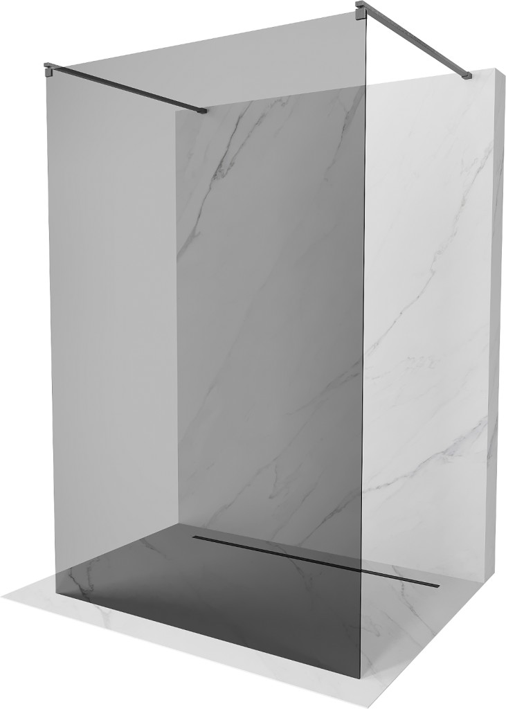 MEXEN/S Kioto samostatně stojící sprchová zástěna 100 x 200, grafit 8 mm, grafit kartáčovaná 800-100-002-66-40