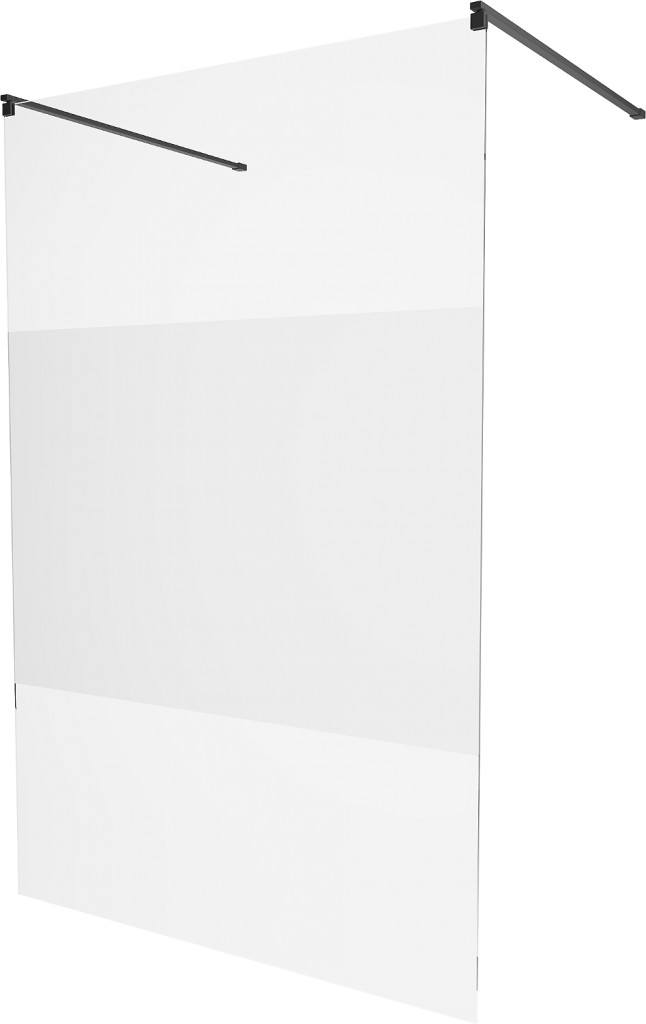 MEXEN/S KIOTO samostatně stojící sprchová zástěna 100 x 200, transparent/matné sklo 8 mm, černá 800-100-002-70-35