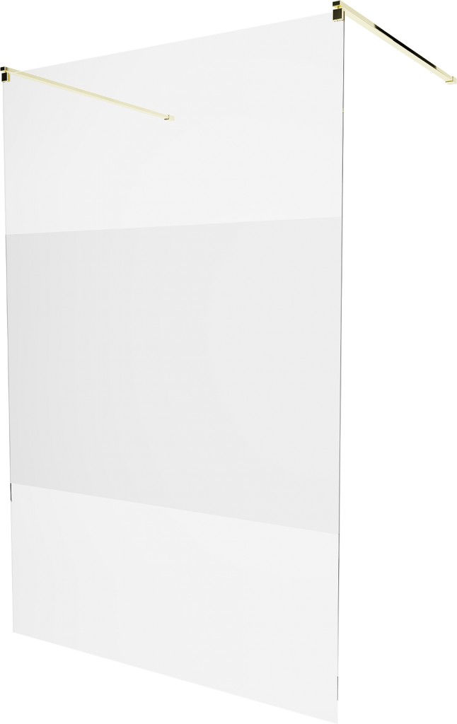 MEXEN/S KIOTO samostatně stojící sprchová zástěna 100 x 200, transparent/matné sklo 8 mm, zlatá 800-100-002-50-35
