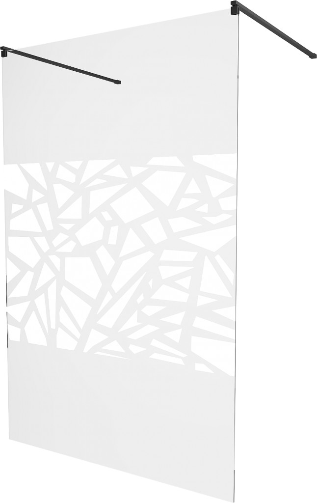 MEXEN/S KIOTO samostatně stojící sprchová zástěna 120 x 200, transparent/bílá vzor 8 mm, černá 800-120-002-70-85
