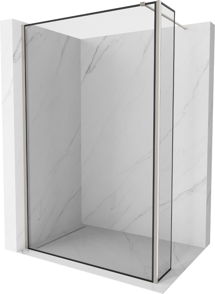 MEXEN/S Kioto Sprchová zástěna WALK-IN 100 x 30, černý vzor, nikl kartáčovaná 800-100-212-97-70-030