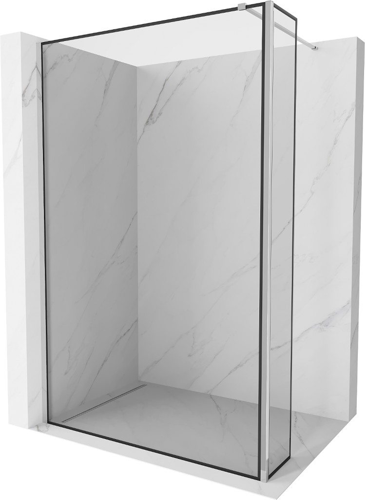 MEXEN/S Kioto Sprchová zástěna WALK-IN 100 x 40, černý vzor, chrom 800-100-212-01-70-040