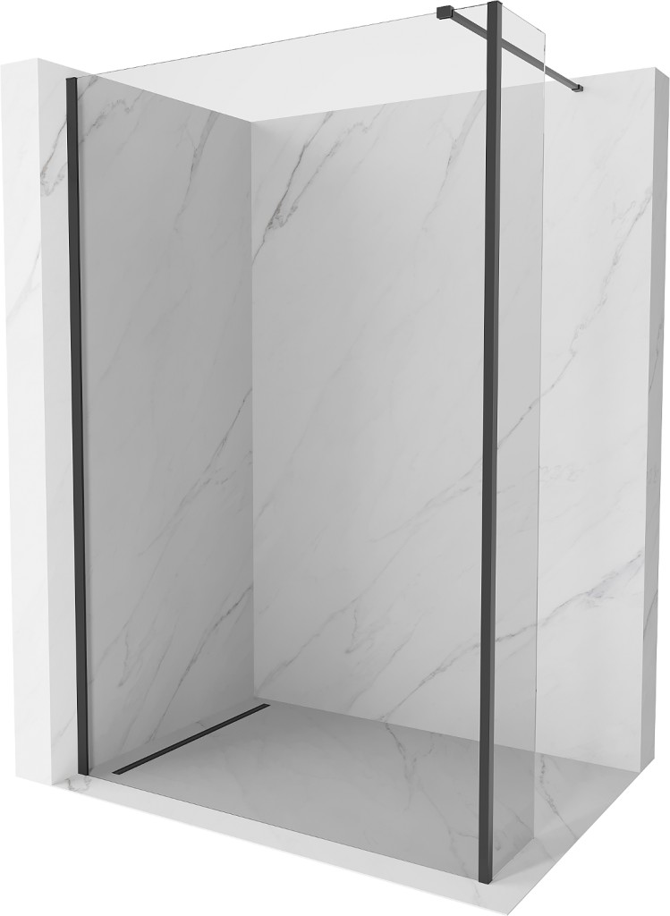 MEXEN/S Kioto Sprchová zástěna WALK-IN 100 x 40, transparent, černá 800-100-212-70-00-040