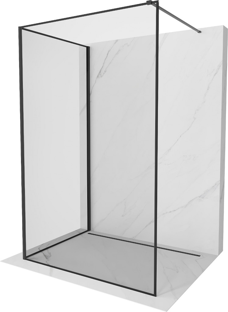 MEXEN/S Kioto Sprchová zástěna WALK-IN 100 x 70, černý vzor, černá 800-100-212-70-70-070