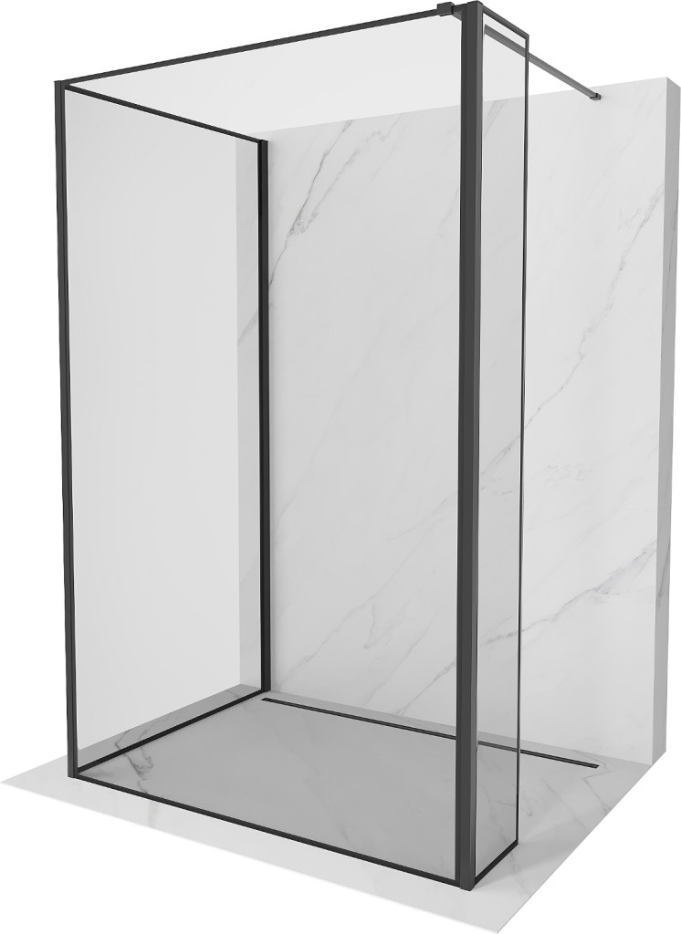 MEXEN/S Kioto Sprchová zástěna WALK-IN 100 x 70 x 40, černý vzor, černá 800-100-070-221-70-70-040