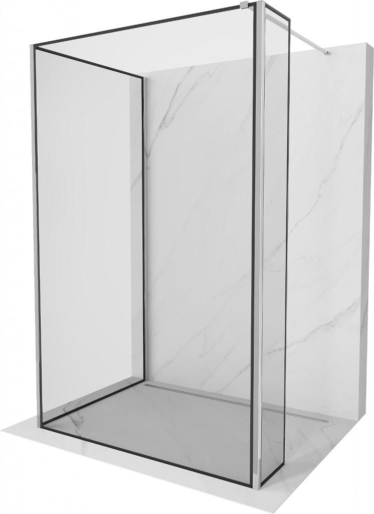 MEXEN/S Kioto Sprchová zástěna WALK-IN 100 x 70 x 40, černý vzor, chrom 800-100-070-221-01-70-040