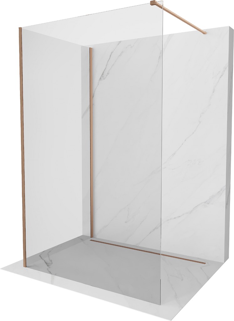MEXEN/S Kioto Sprchová zástěna WALK-IN 100 x 75, transparent, měď kartáčovaná 800-100-212-65-00-075