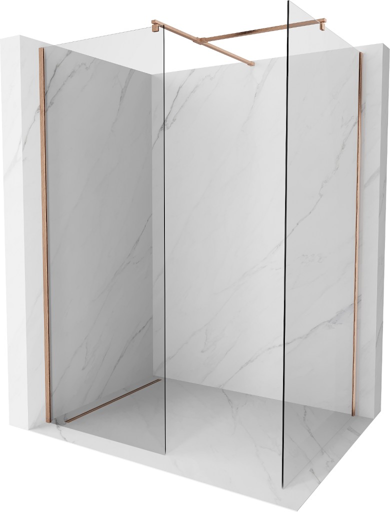MEXEN/S Kioto Sprchová zástěna WALK-IN 100 x 75, transparent, měď kartáčovaná 800-100-202-65-00-075