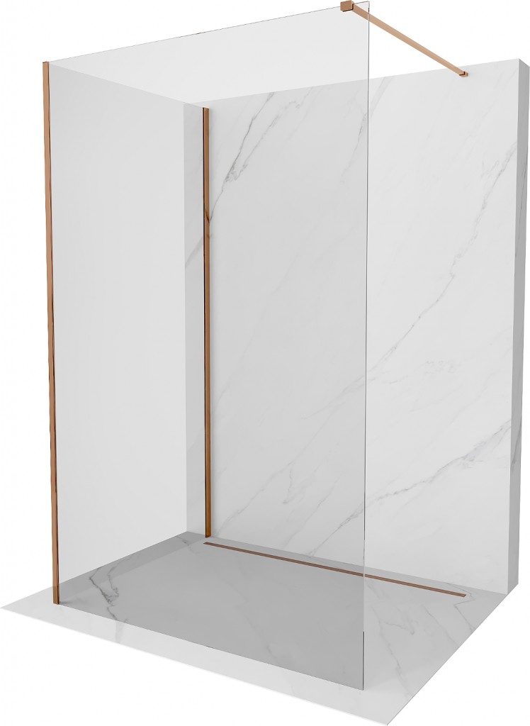 MEXEN/S Kioto Sprchová zástěna WALK-IN 100 x 75, transparent, růžové zlato 800-100-212-60-00-075
