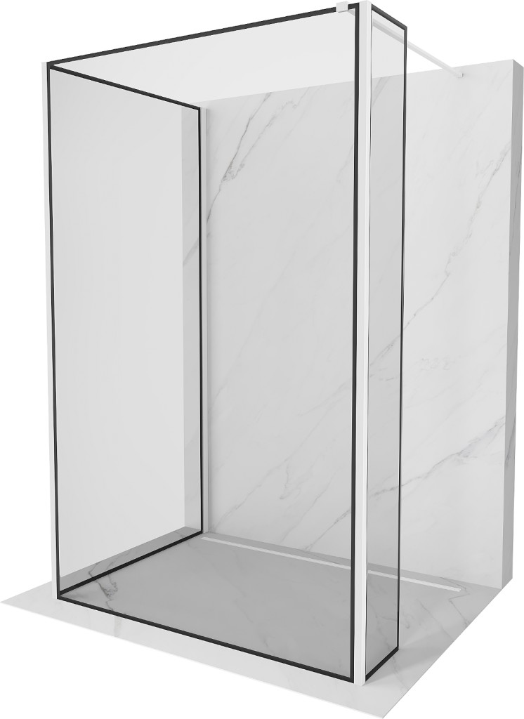 MEXEN/S Kioto Sprchová zástěna WALK-IN 110 x 110 x 40, černý vzor, bílá 800-110-110-221-20-70-040