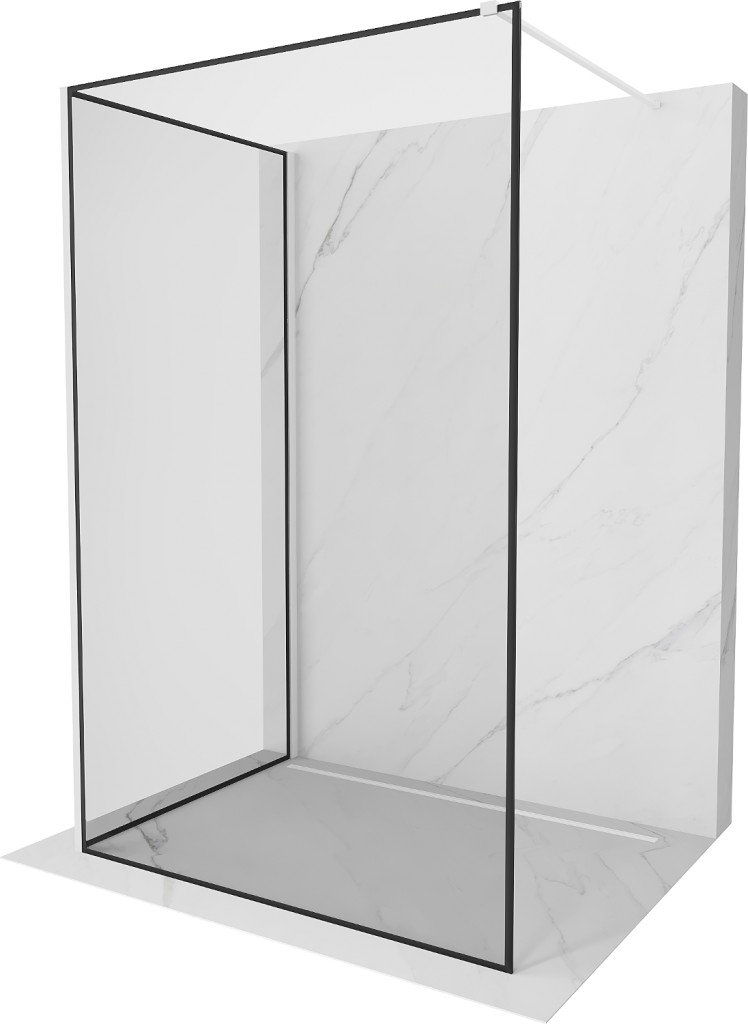 MEXEN/S Kioto Sprchová zástěna WALK-IN 110 x 70, černý vzor, bílá 800-110-212-20-70-070
