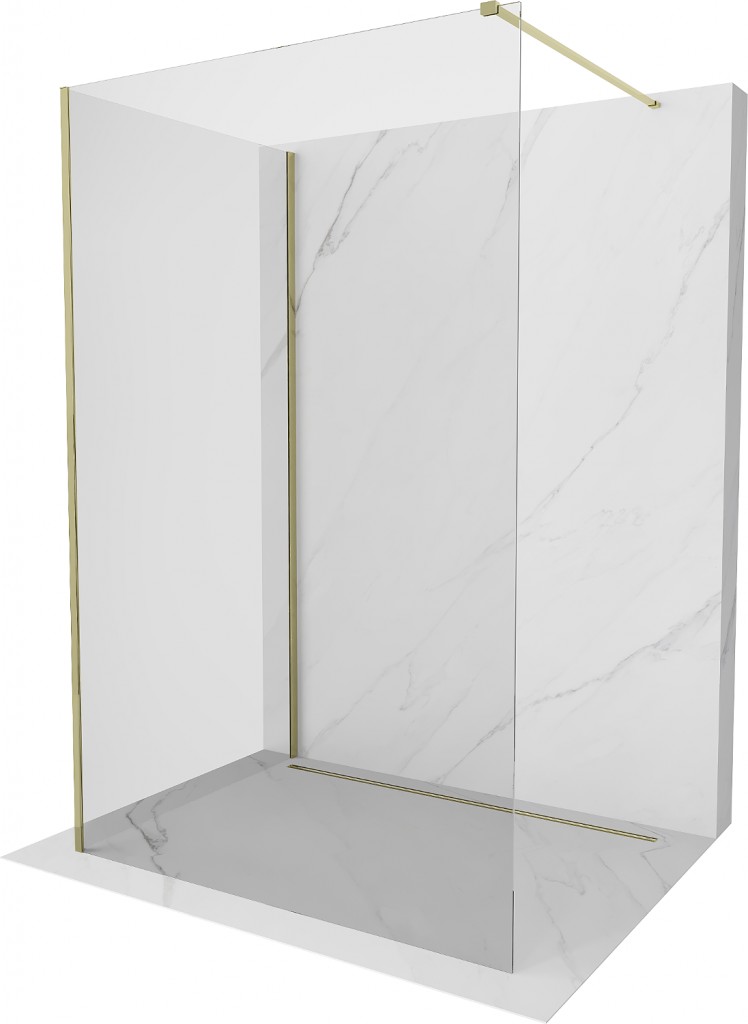 MEXEN/S Kioto Sprchová zástěna WALK-IN 110 x 75, transparent, zlatá 800-110-212-50-00-075