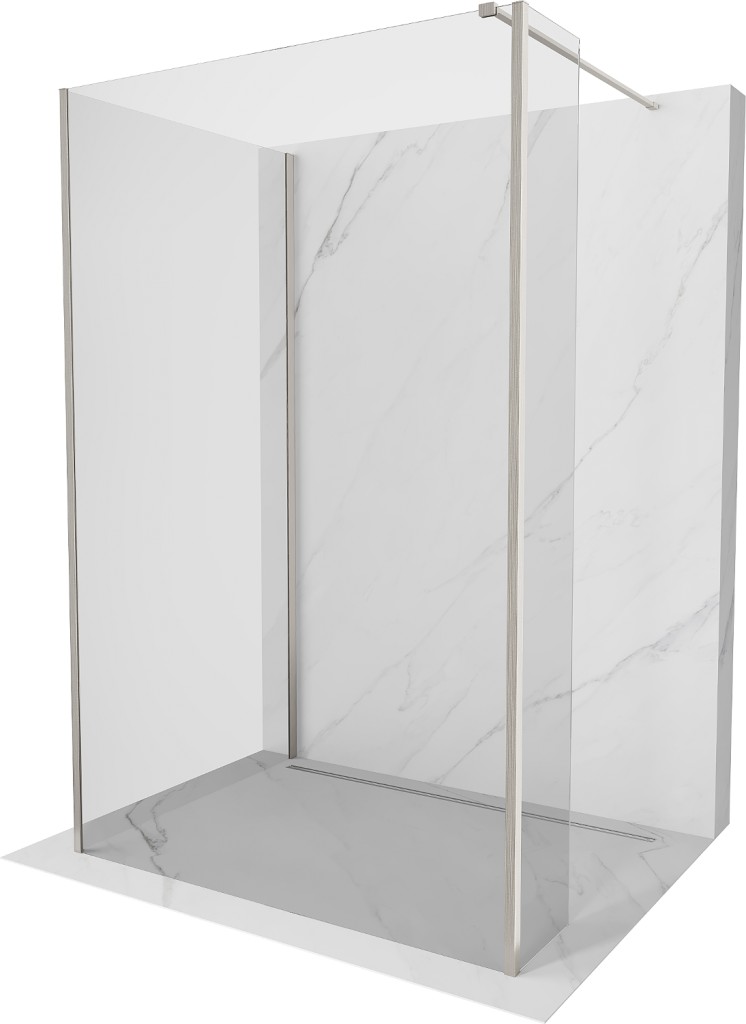 MEXEN/S Kioto Sprchová zástěna WALK-IN 110 x 80 x 30, transparent, nikl kartáčovaná 800-110-080-221-97-00-030