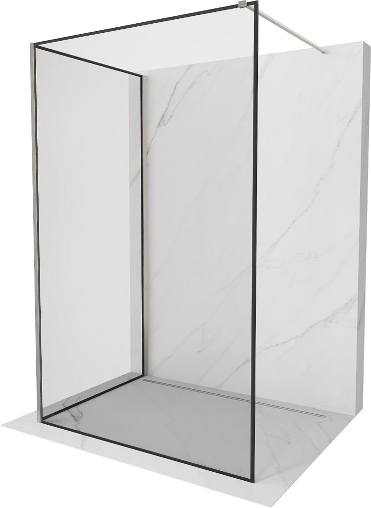 MEXEN/S Kioto Sprchová zástěna WALK-IN 120 x 110, černý vzor, nikl kartáčovaná 800-120-212-97-70-110