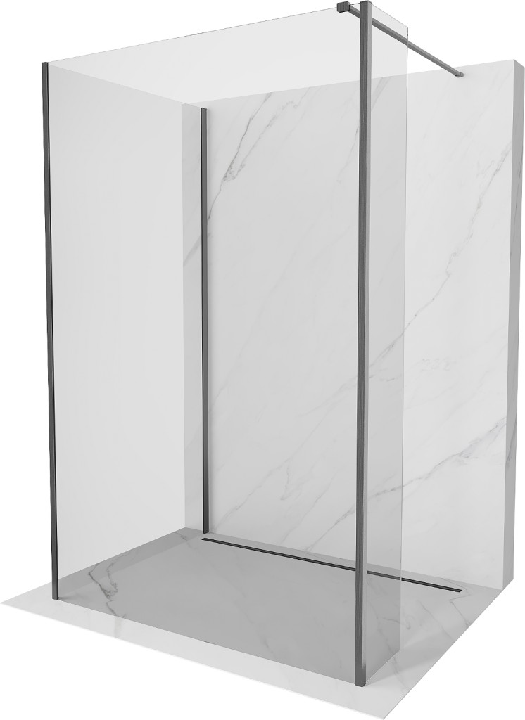 MEXEN/S Kioto Sprchová zástěna WALK-IN 120 x 110 x 30, transparent, grafit kartáčovaná 800-120-110-221-66-00-030