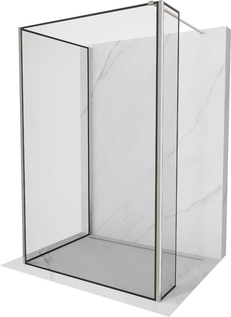 MEXEN/S Kioto Sprchová zástěna WALK-IN 120 x 110 x 40, černý vzor, nikl kartáčovaná 800-120-110-221-97-70-040