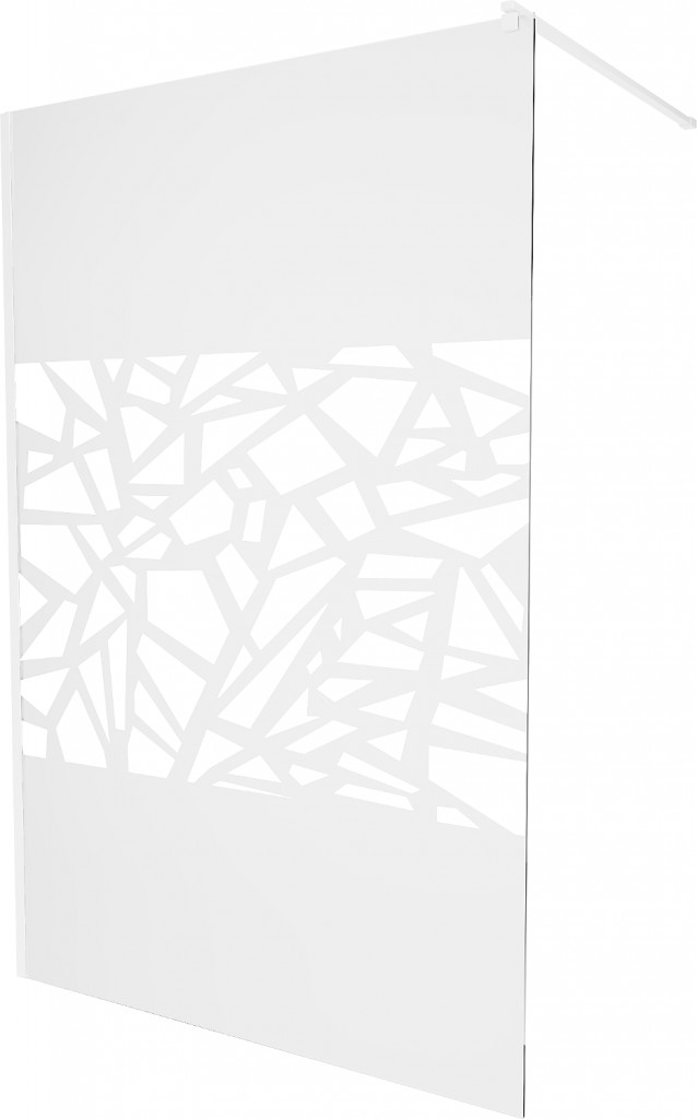 MEXEN/S KIOTO Sprchová zástěna WALK-IN 120 x 200, transparent/bílý vzor 8 mm, bílá 800-120-101-20-85