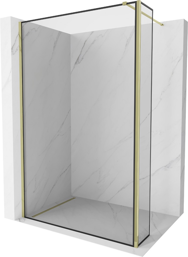 MEXEN/S Kioto Sprchová zástěna WALK-IN 120 x 40, černý vzor, zlatá 800-120-212-50-70-040