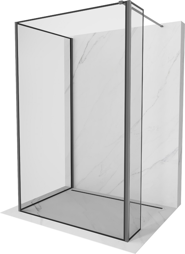 MEXEN/S Kioto Sprchová zástěna WALK-IN 120 x 90 x 30, černý vzor, grafit metal 800-120-090-221-95-70-030