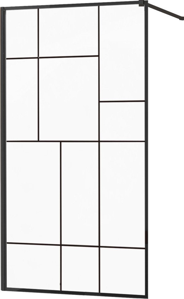 MEXEN/S KIOTO Sprchová zástěna WALK-IN 120x200 cm 8 mm, černá, černý vzor 2 800-120-101-70-78