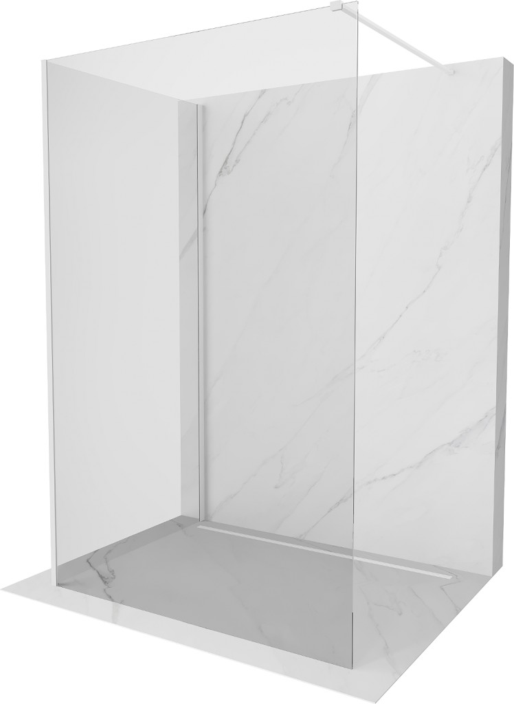 MEXEN/S Kioto Sprchová zástěna WALK-IN 125 x 100, transparent, bílá 800-125-212-20-00-100