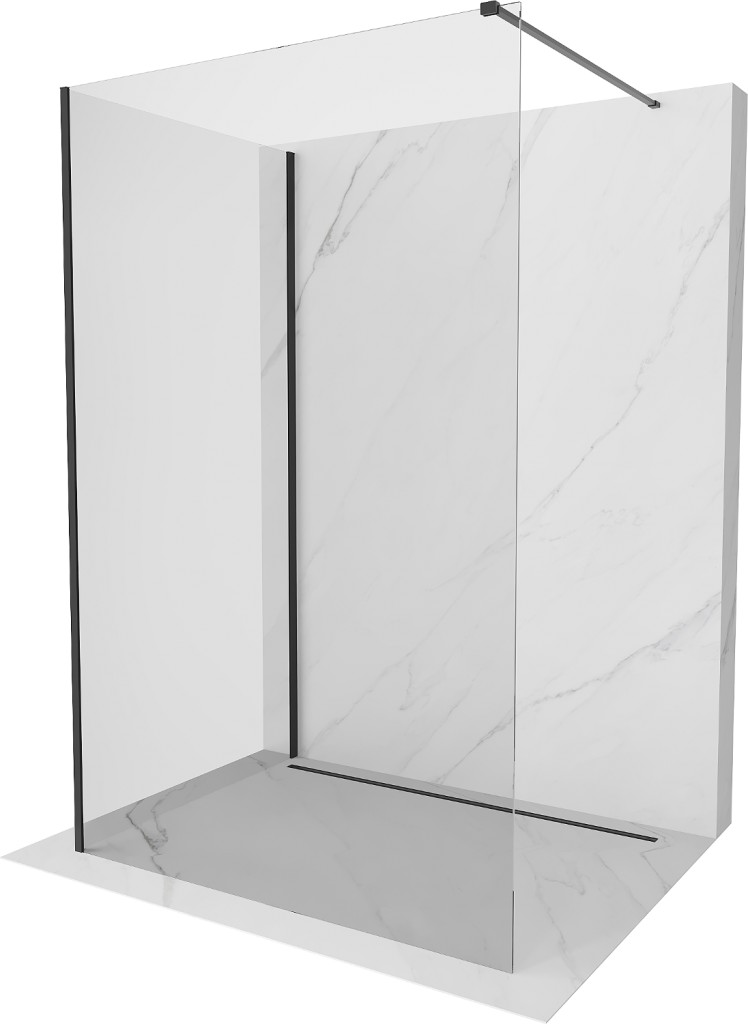 MEXEN/S Kioto Sprchová zástěna WALK-IN 125 x 100, transparent, černá 800-125-212-70-00-100