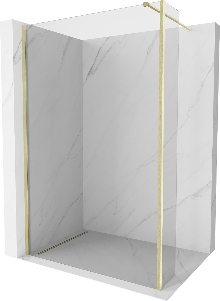 MEXEN/S Kioto Sprchová zástěna WALK-IN 125 x 30, transparent, zlatá kartáčovaná 800-125-212-55-00-030