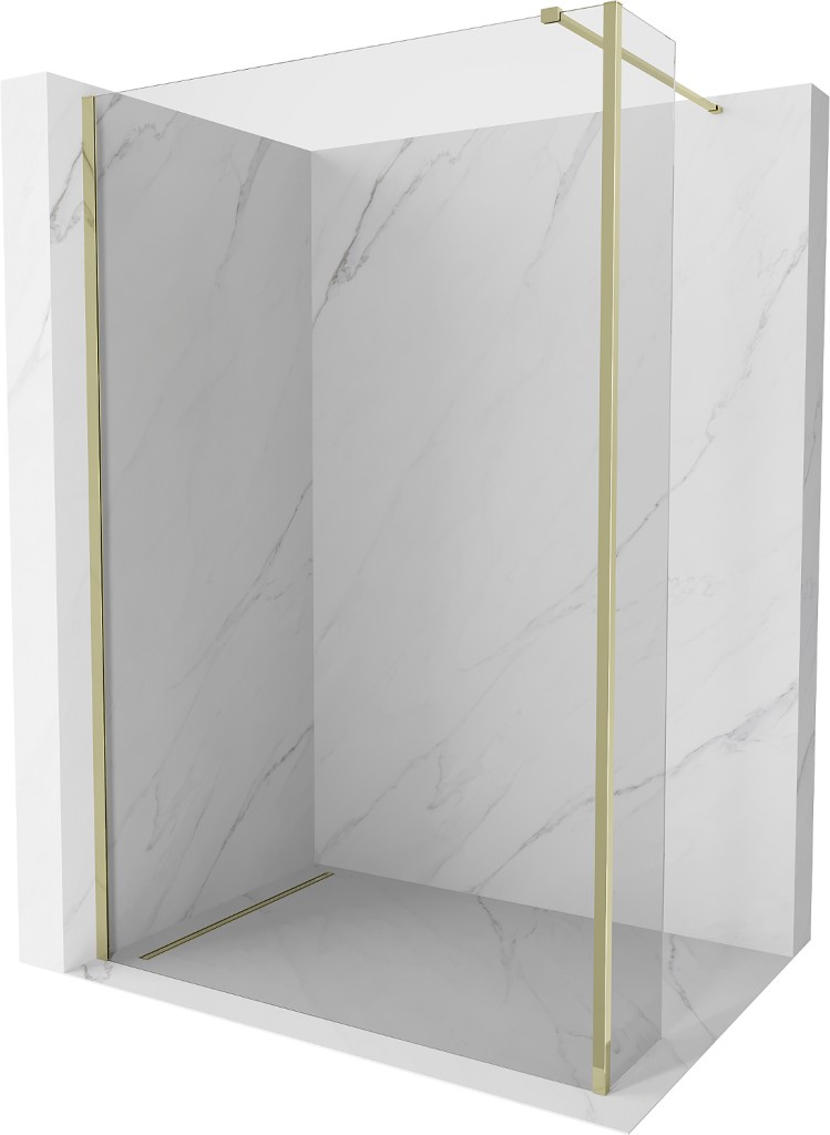 MEXEN/S Kioto Sprchová zástěna WALK-IN 125 x 40, transparent, zlatá 800-125-212-50-00-040